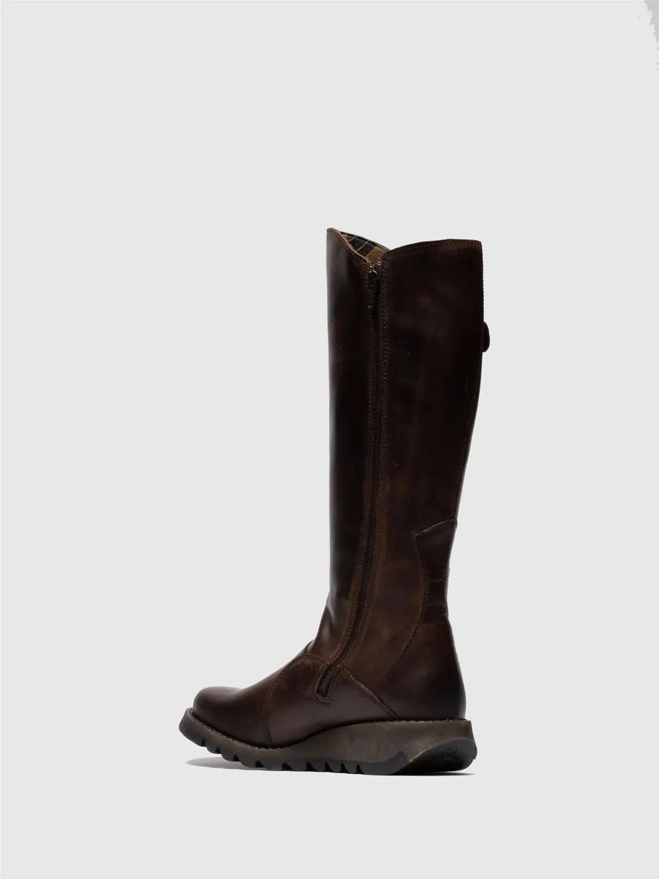 Fly London - MOL 2 Women's Brown Leather Wedge Knee High Platform Boots