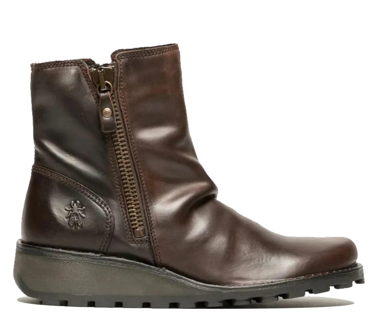 Fly London - MON944 Women's Brown Leather Wedge Chelsea Boots