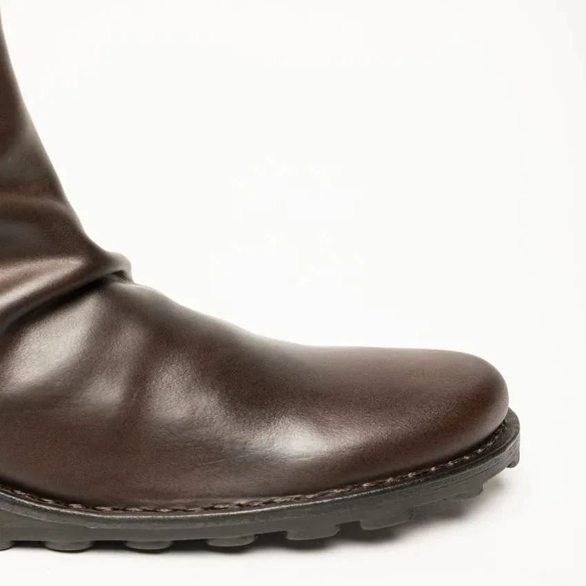 Fly London - MON944 Women's Brown Leather Wedge Chelsea Boots