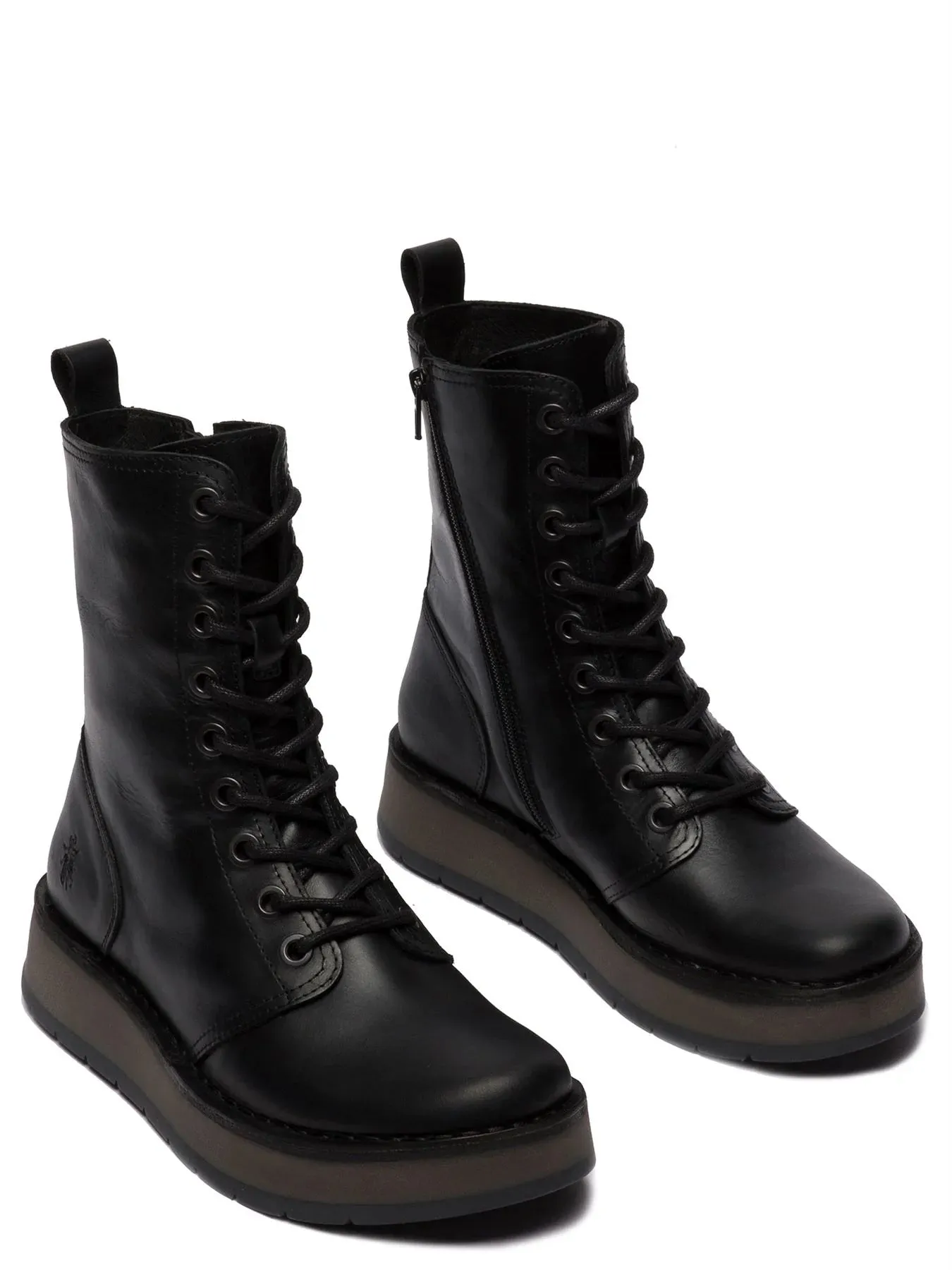 Fly London - RAMI043 Women's Black Leather Lace Up Ankle Boots