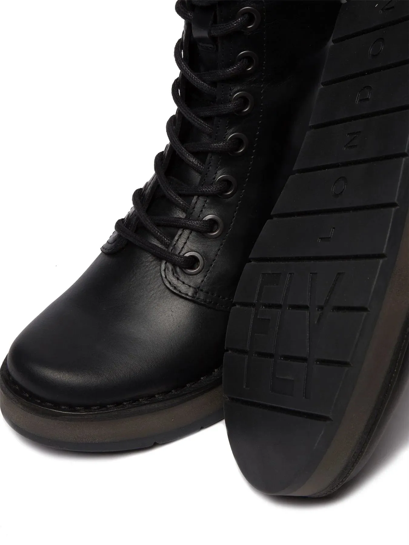 Fly London - RAMI043 Women's Black Leather Lace Up Ankle Boots