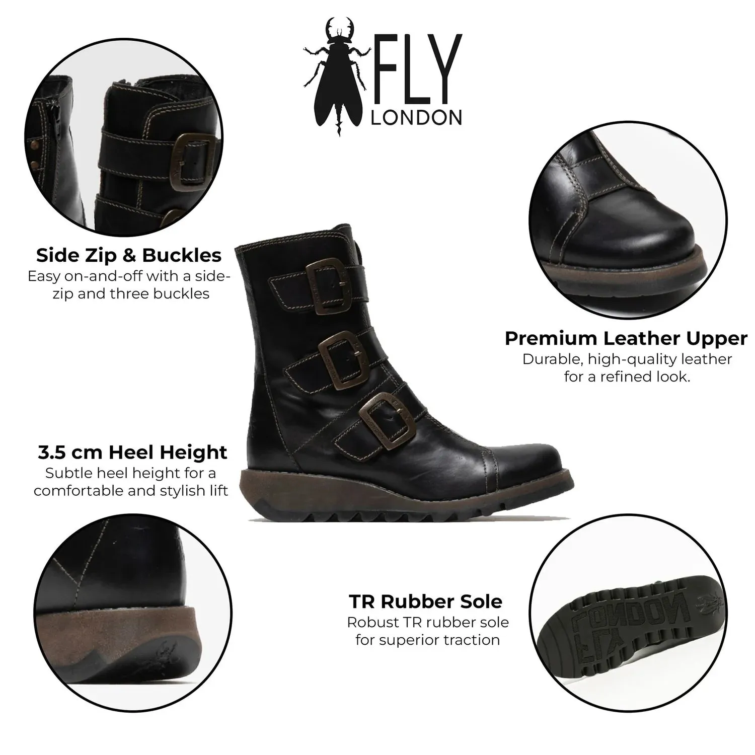 Fly London - SCOP110 Women's Black Leather Calf High Chelsea Boots