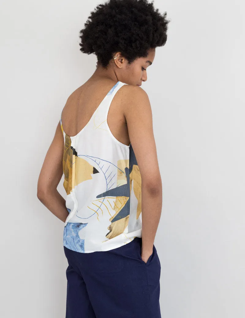 Folk Scoop Back Vest Void Print Multi