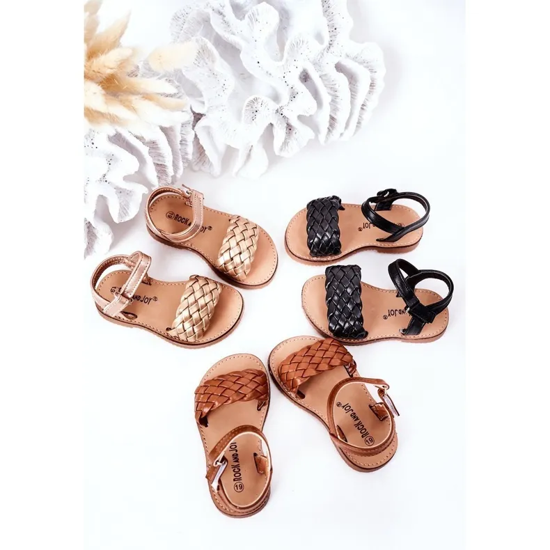 FR1 Children's Sandals With Braided Camel Bailly brown