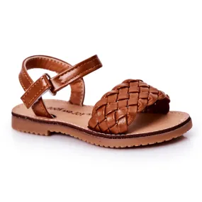 FR1 Children's Sandals With Braided Camel Bailly brown