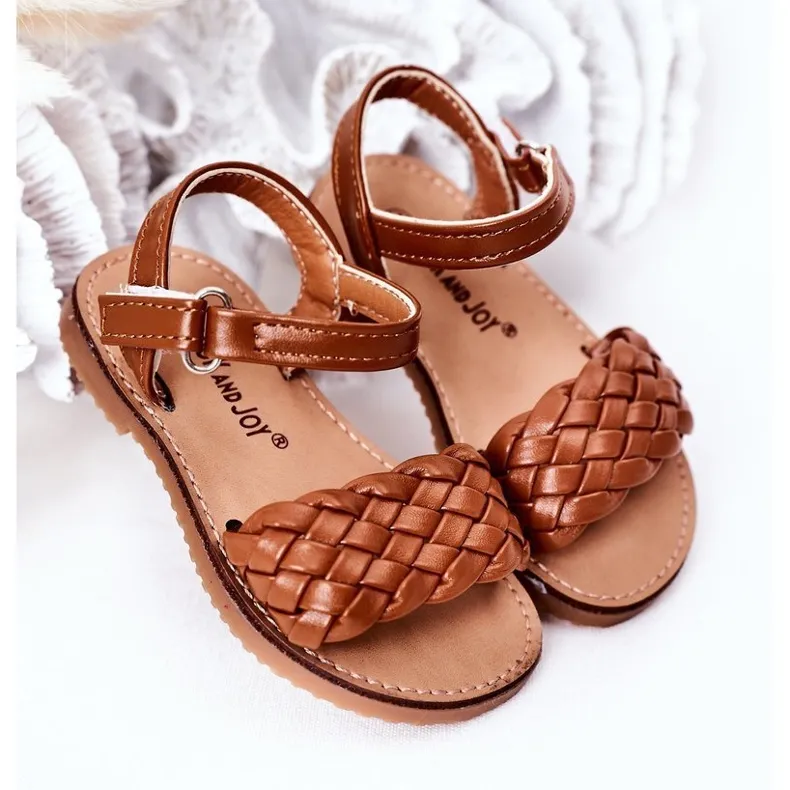 FR1 Children's Sandals With Braided Camel Bailly brown