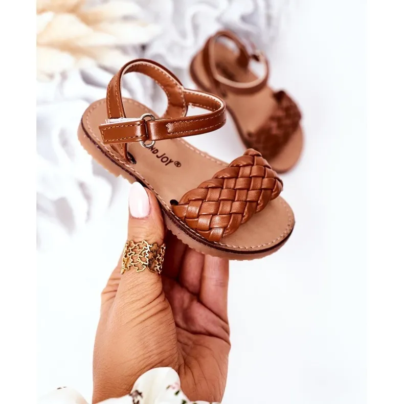 FR1 Children's Sandals With Braided Camel Bailly brown