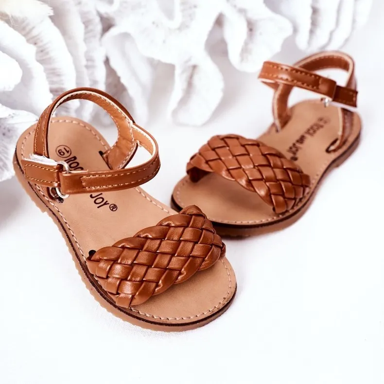 FR1 Children's Sandals With Braided Camel Bailly brown