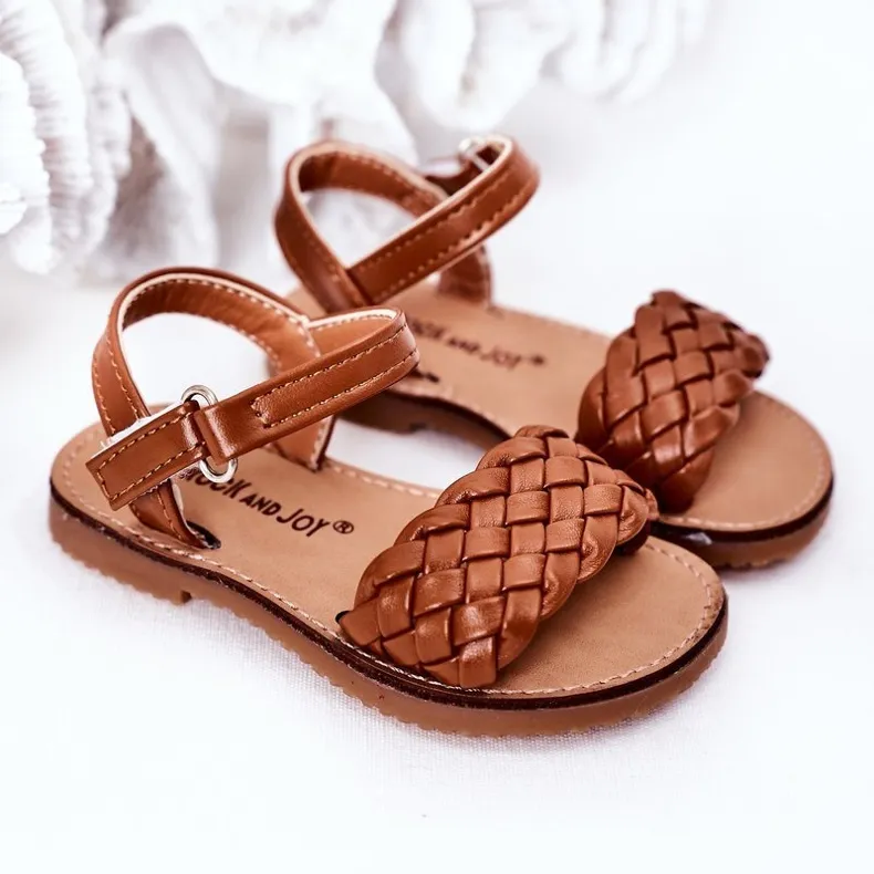 FR1 Children's Sandals With Braided Camel Bailly brown