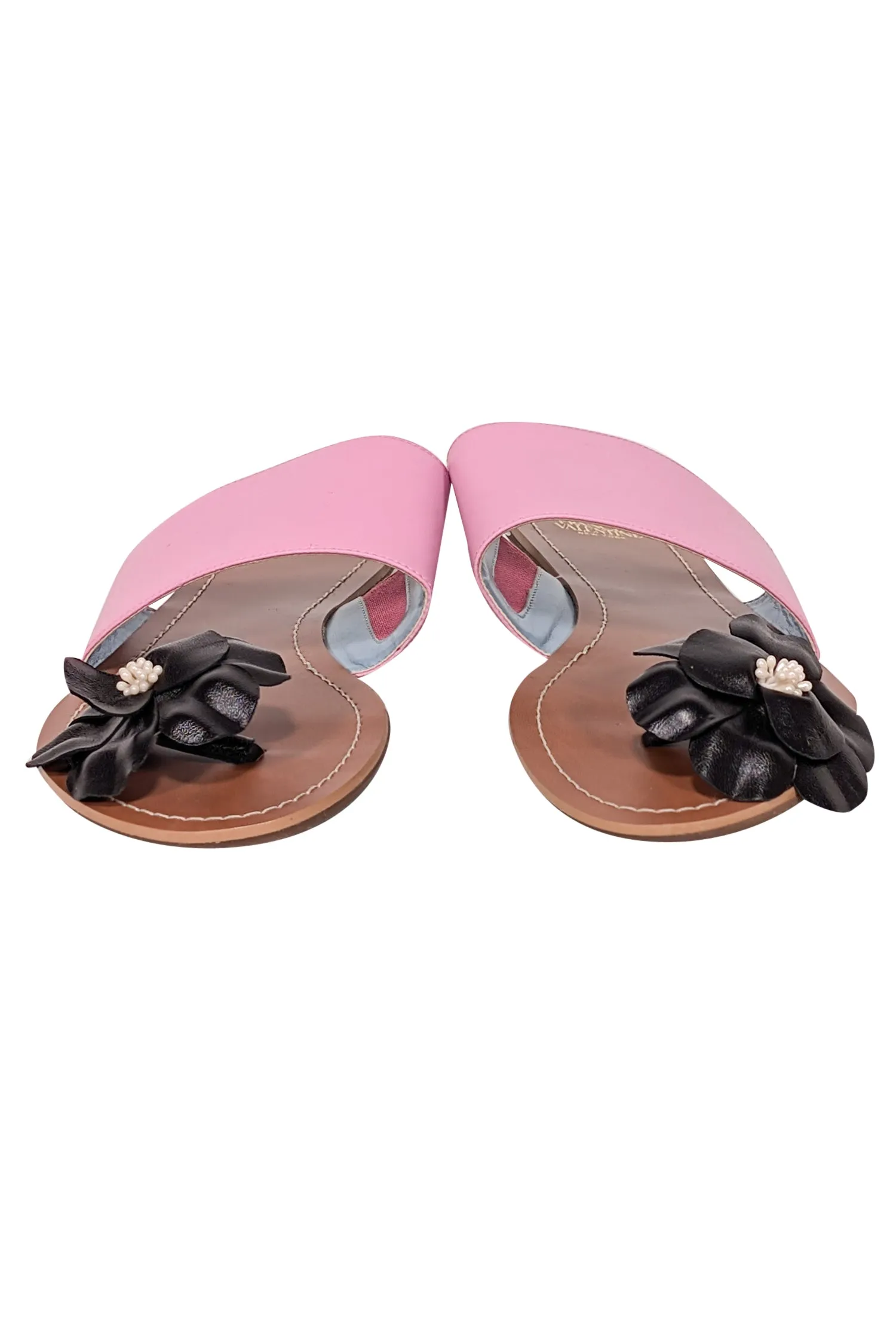 Frances Valentine - Pink, Tan, & Black Flower Sandals Sz 9