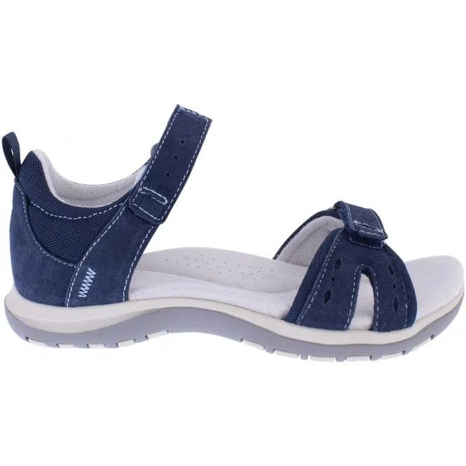 Free Spirit  Womens Savannah Navy Double Strap Riptape Sandals 41152