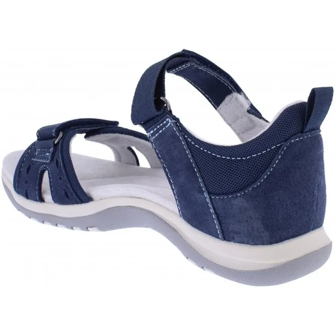 Free Spirit  Womens Savannah Navy Double Strap Riptape Sandals 41152