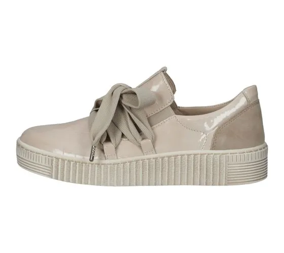 GABOR scarpe da donna in vera pelle con cerniera in bianco o vernice scarpe con plantare estraibile in beige, eleganti sneakers 