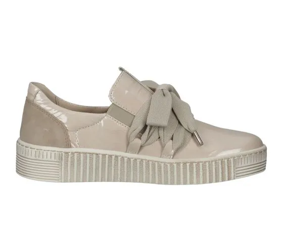 GABOR scarpe da donna in vera pelle con cerniera in bianco o vernice scarpe con plantare estraibile in beige, eleganti sneakers 