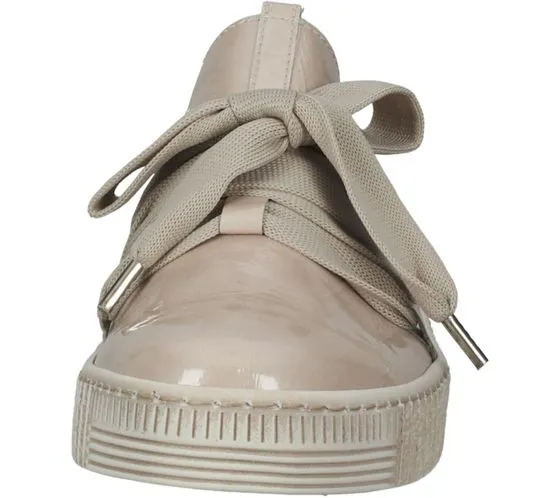 GABOR scarpe da donna in vera pelle con cerniera in bianco o vernice scarpe con plantare estraibile in beige, eleganti sneakers 