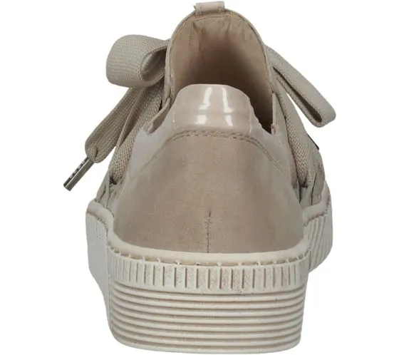 GABOR scarpe da donna in vera pelle con cerniera in bianco o vernice scarpe con plantare estraibile in beige, eleganti sneakers 