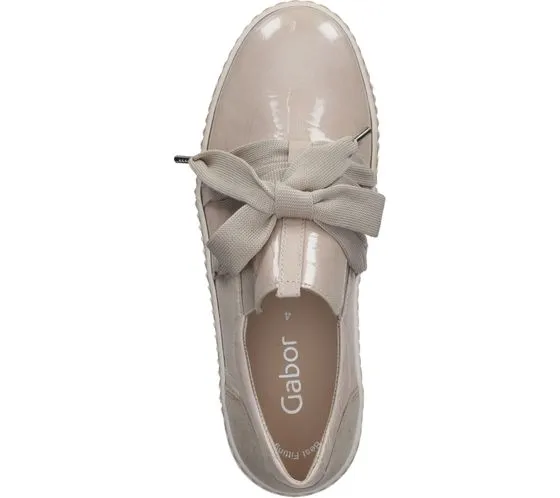 GABOR scarpe da donna in vera pelle con cerniera in bianco o vernice scarpe con plantare estraibile in beige, eleganti sneakers 