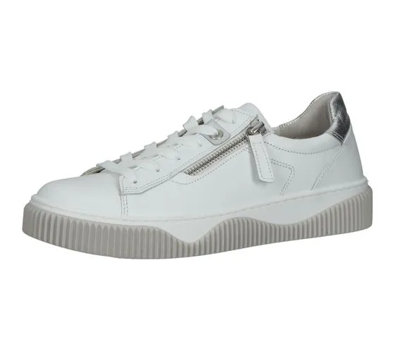 GABOR scarpe da donna in vera pelle con cerniera in bianco o vernice scarpe con plantare estraibile in beige, eleganti sneakers 