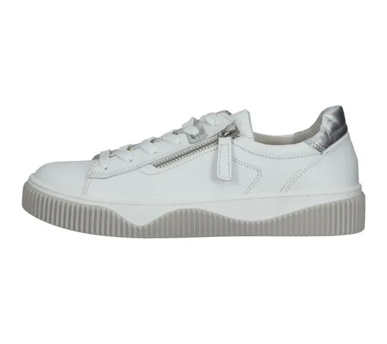 GABOR scarpe da donna in vera pelle con cerniera in bianco o vernice scarpe con plantare estraibile in beige, eleganti sneakers 