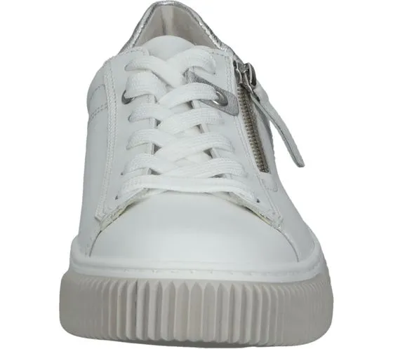 GABOR scarpe da donna in vera pelle con cerniera in bianco o vernice scarpe con plantare estraibile in beige, eleganti sneakers 