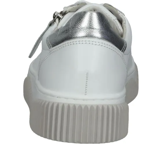 GABOR scarpe da donna in vera pelle con cerniera in bianco o vernice scarpe con plantare estraibile in beige, eleganti sneakers 