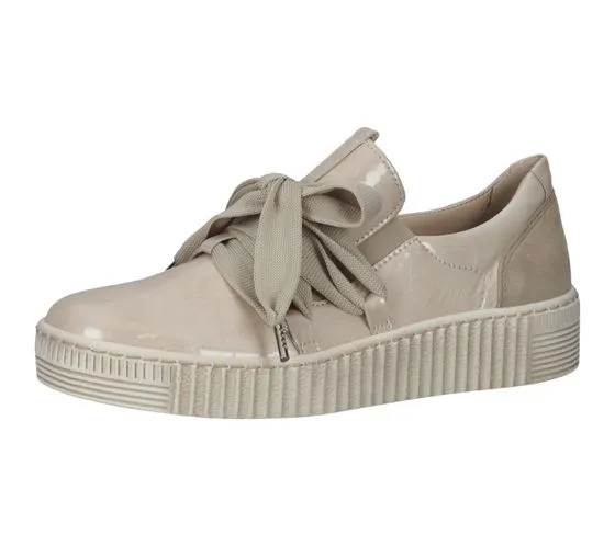 GABOR scarpe da donna in vera pelle con cerniera in bianco o vernice scarpe con plantare estraibile in beige, eleganti sneakers 