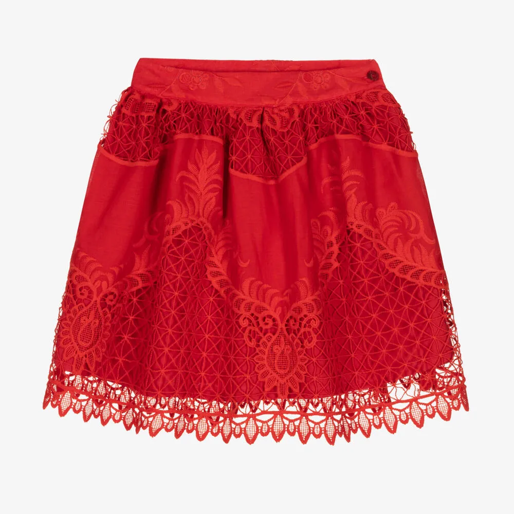 Girls Red Lace Skirt