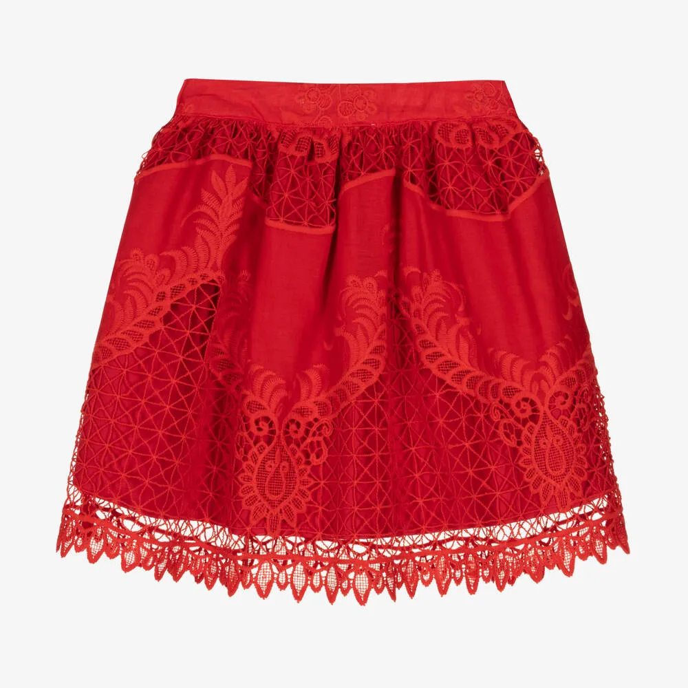 Girls Red Lace Skirt