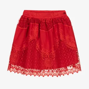 Girls Red Lace Skirt