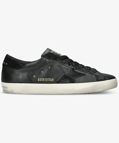 Golden Goose Mens Black Men's Superstar low-top leather trainers