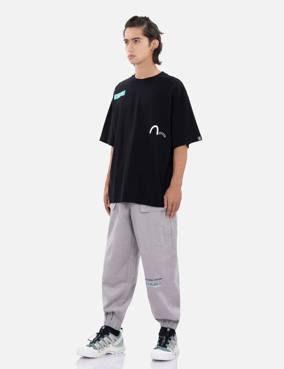 Gradient Slogan Print Corduroy Cargo Pants