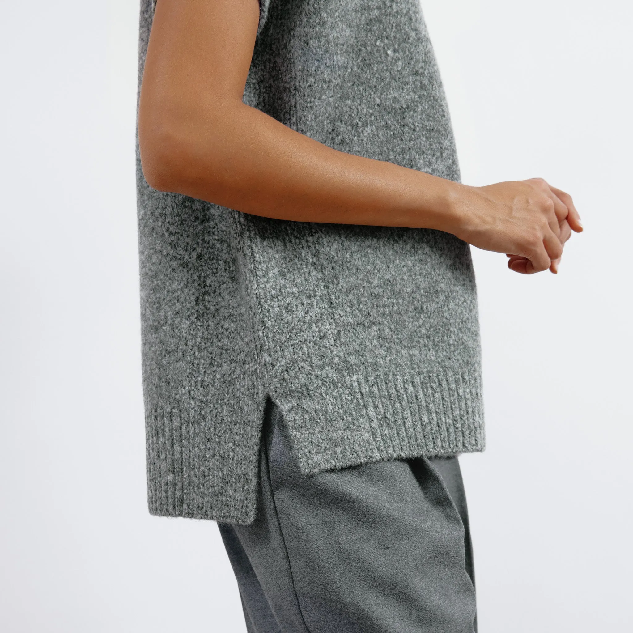 Grey Funnel Neck Tank Top