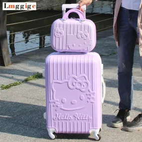 Hello Kitty Rollingluggage Bag ,Women Travel Suitcase,Abs Cartoon Box,Fashion Carry On,Kids