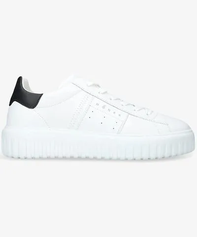 Hogan Mens White H-Stripes logo-print leather low-top trainers