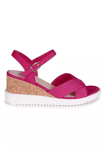 Infinate Pink Cork Wedge Sandals by Linzi | Look Again