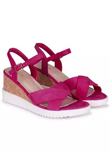 Infinate Pink Cork Wedge Sandals by Linzi | Look Again