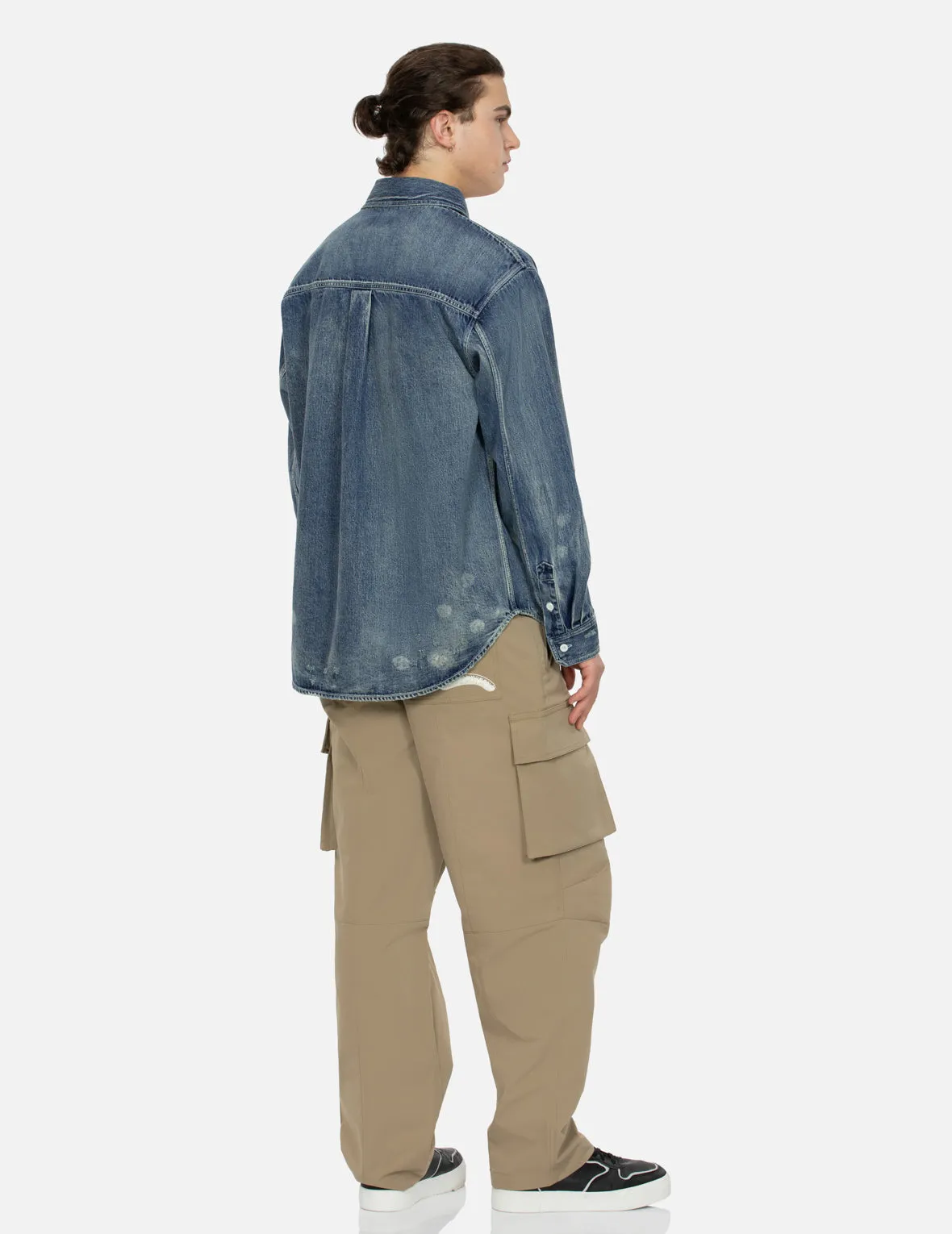 Kamon and Seagull Embroidery Loose Fit Cargo Pants