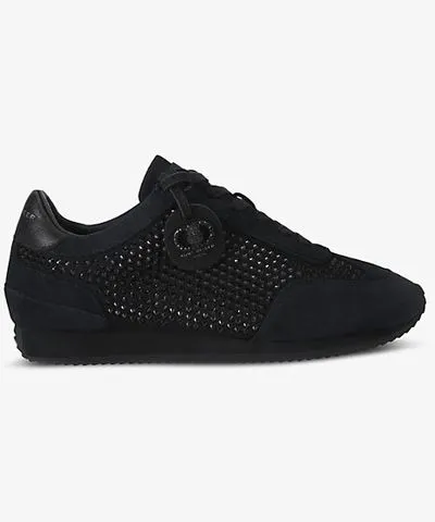 Kurt Geiger Womens Black Chelsea tag crystal-embellished faux-leather low-top trainers