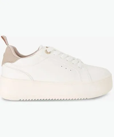 Kurt Geiger Womens White Lighter lace-up faux-leather trainers