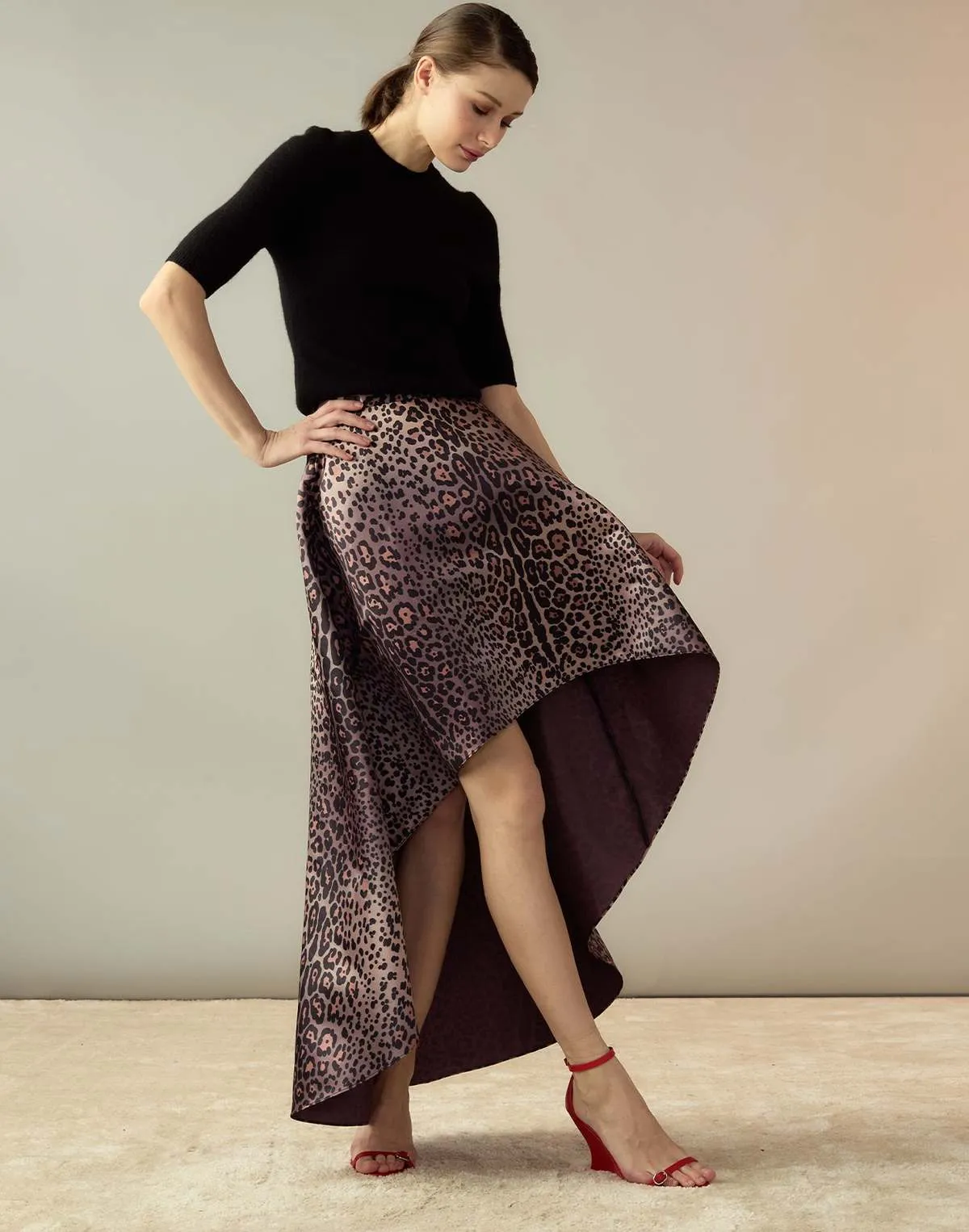 Leopardess Satin Skirt - LEOPD