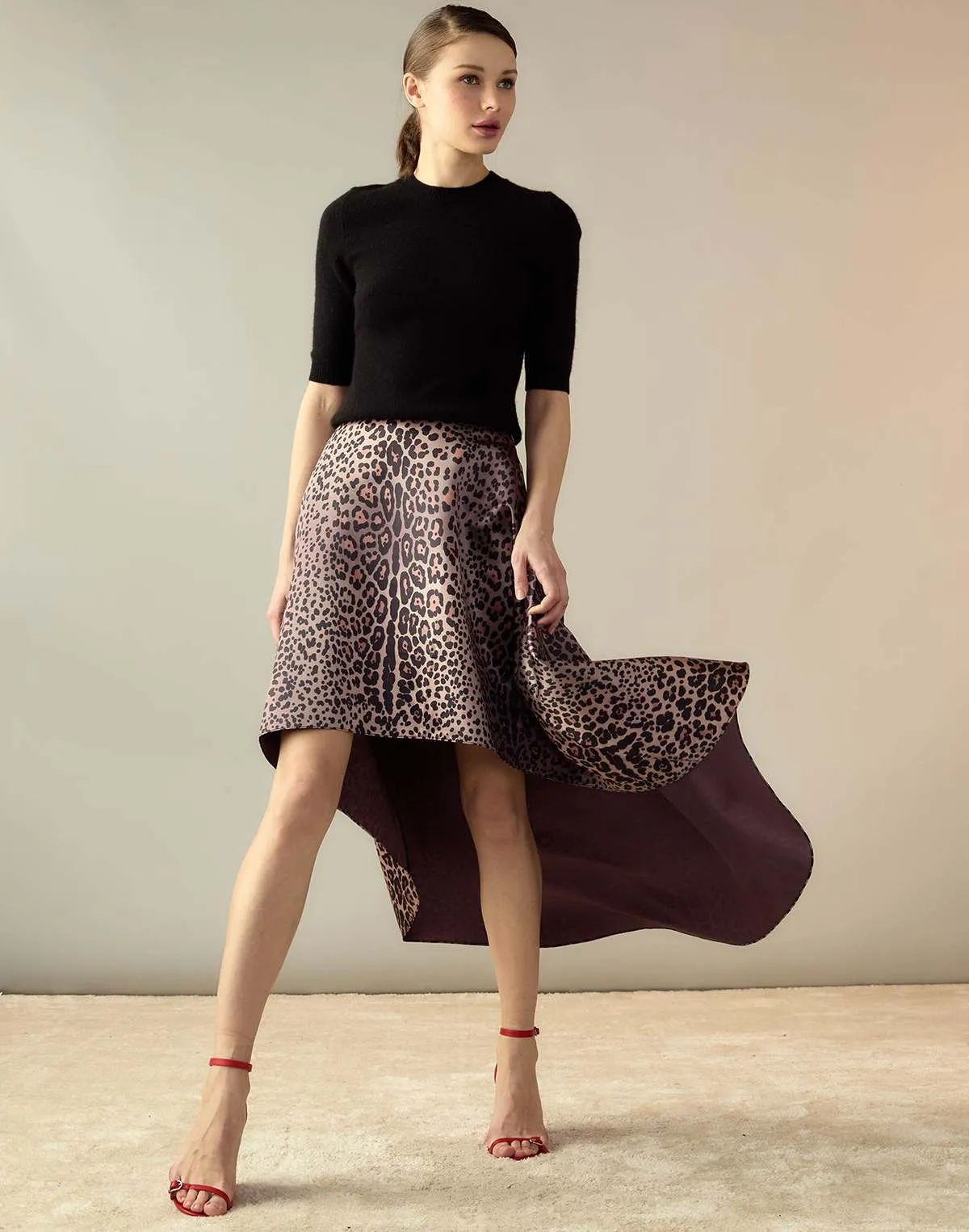 Leopardess Satin Skirt - LEOPD