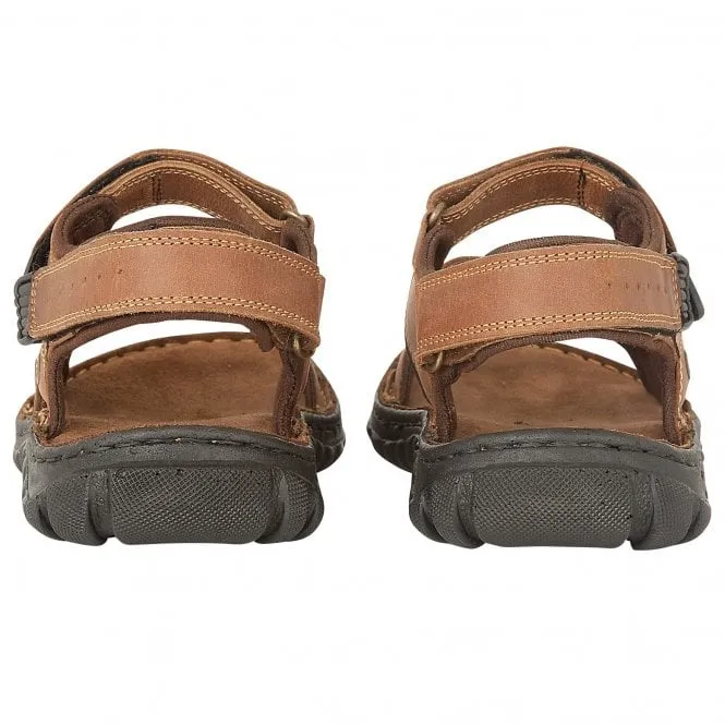 Lotus  Mens Noah Tan Triple Stap Riptape Sandals UMP026 LT