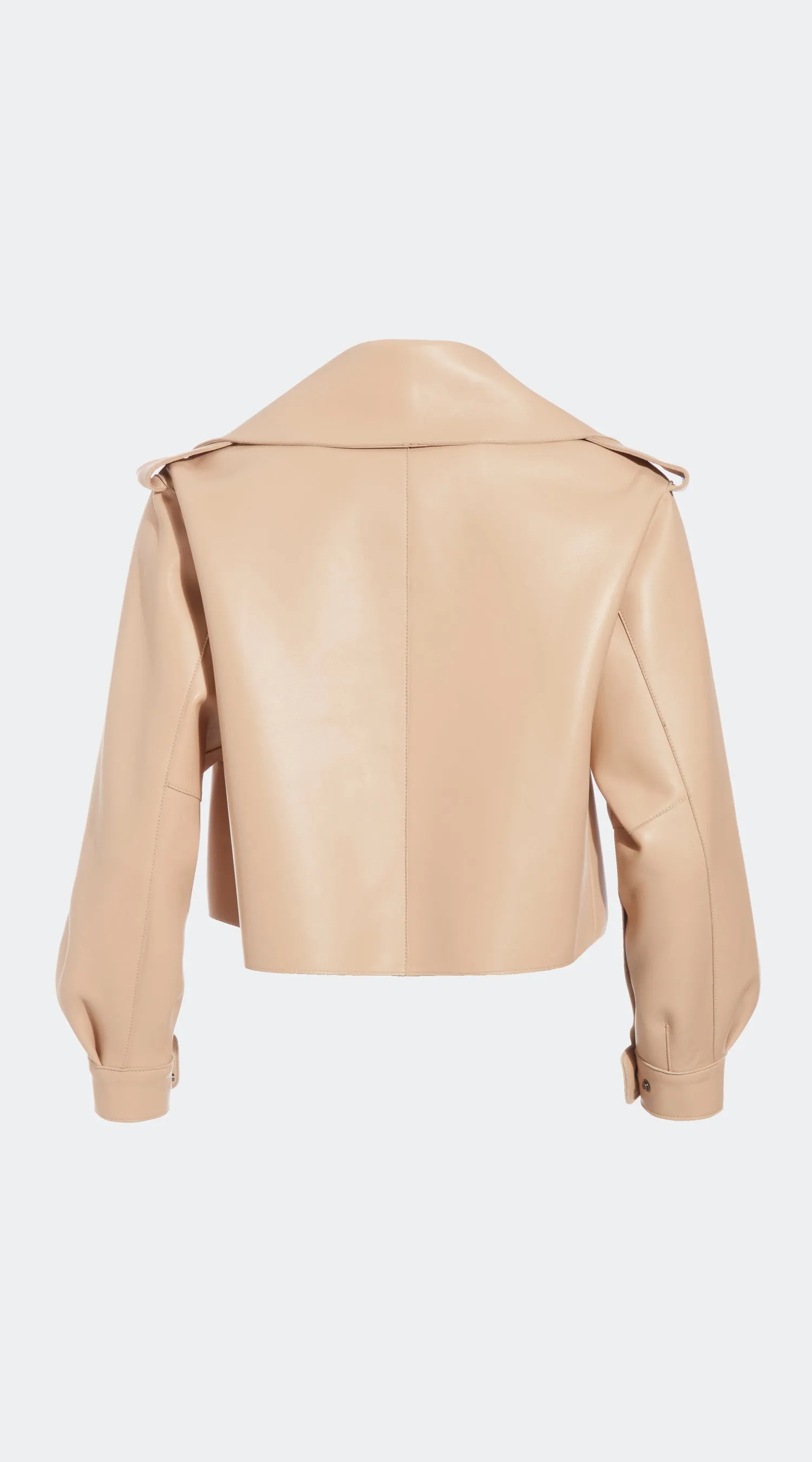 Luxy Oversized Leather Jacket - Beige