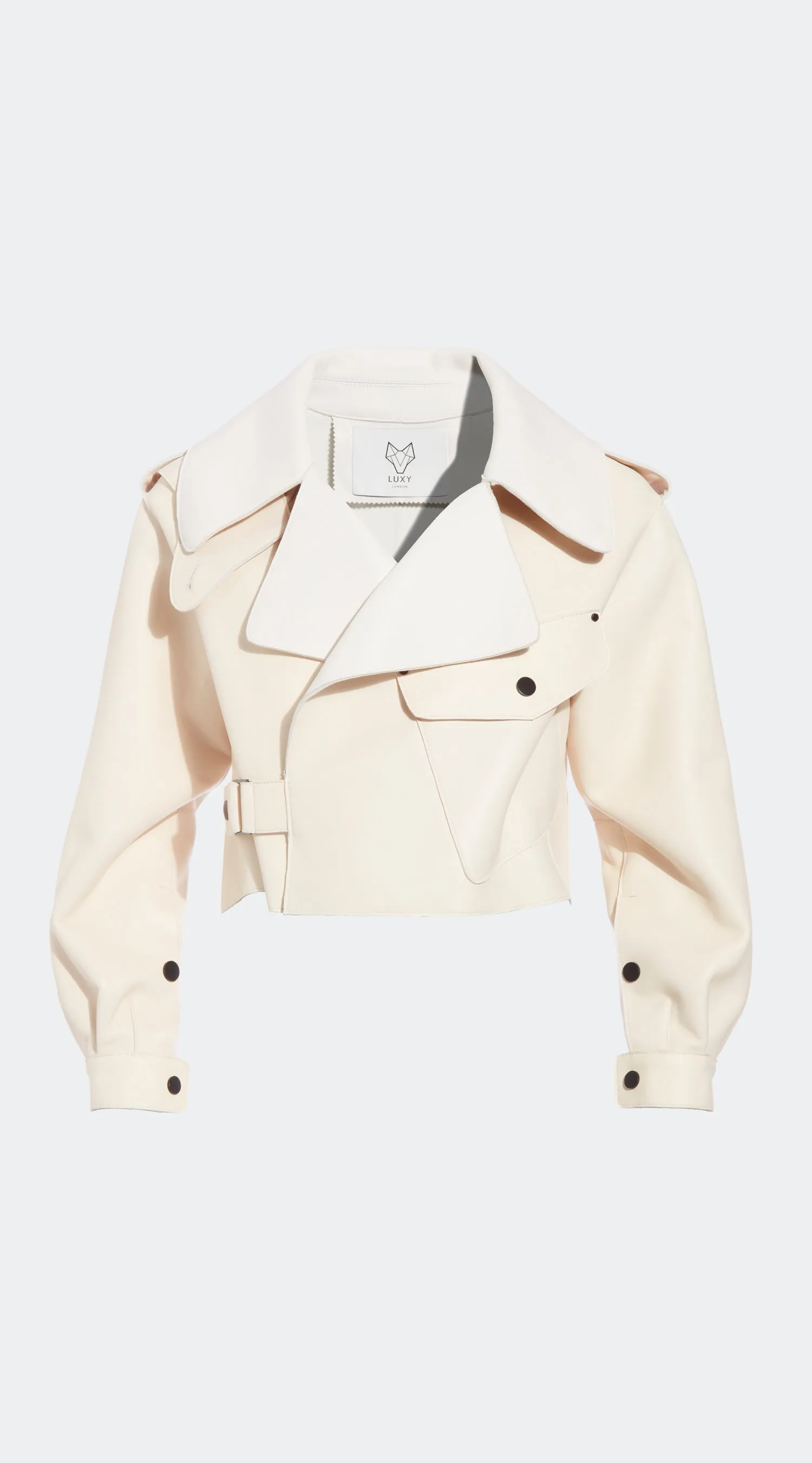 Luxy Oversized Leather Jacket - Contrasting Collar