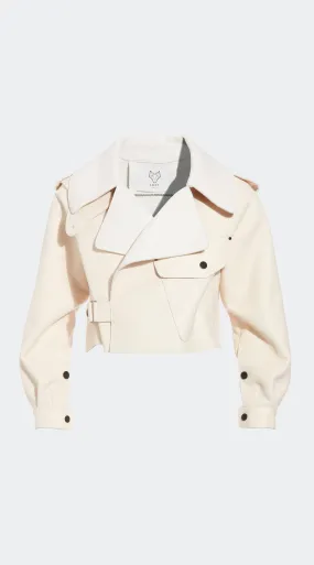 Luxy Oversized Leather Jacket - Contrasting Collar