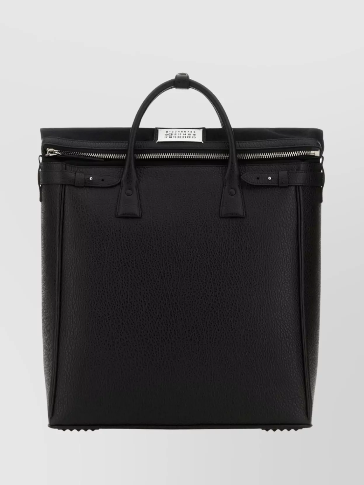 Maison Margiela   Leather tote bag with handle and zipper detail