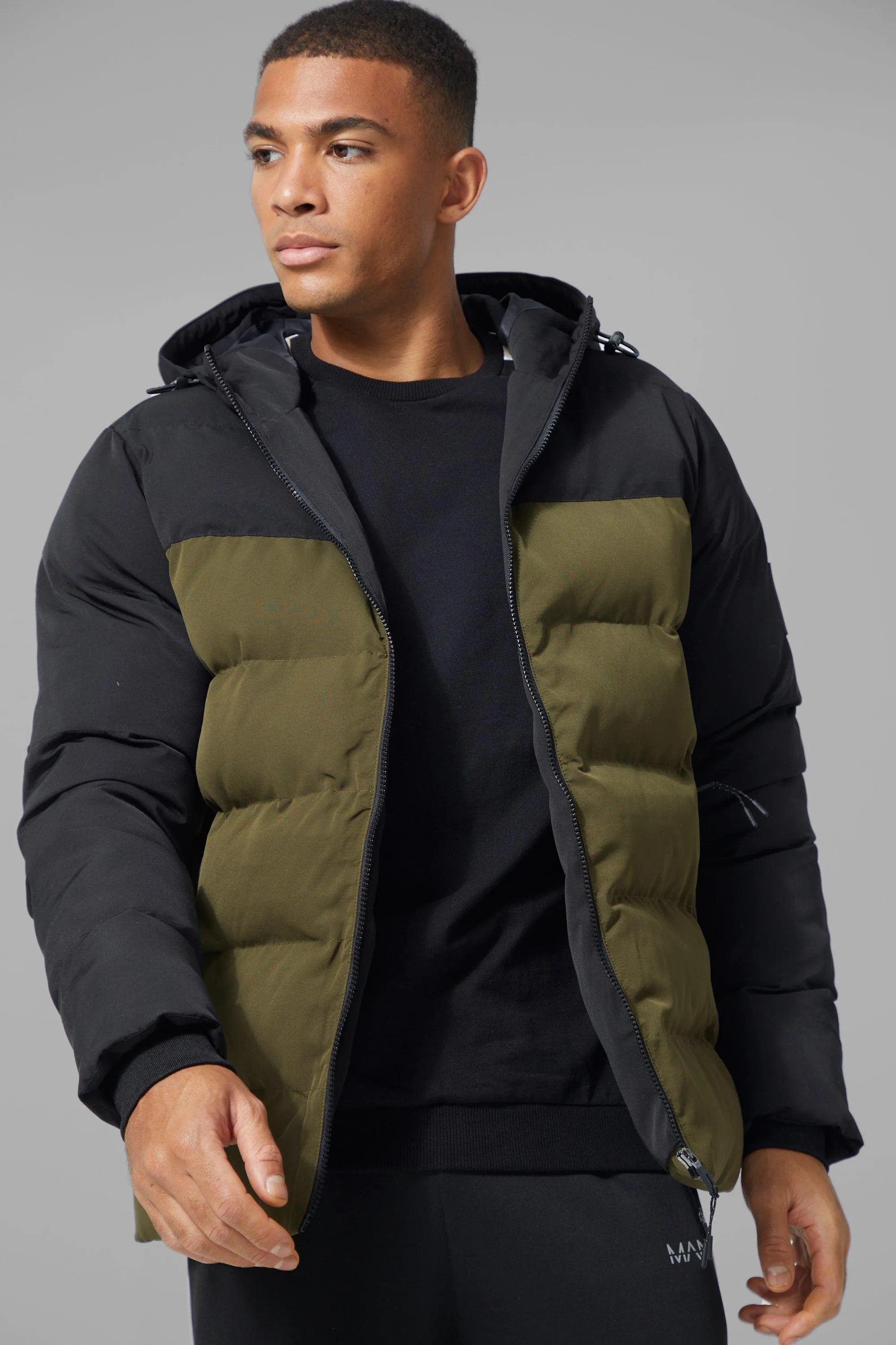 Man Active Color Block Puffer Jacket