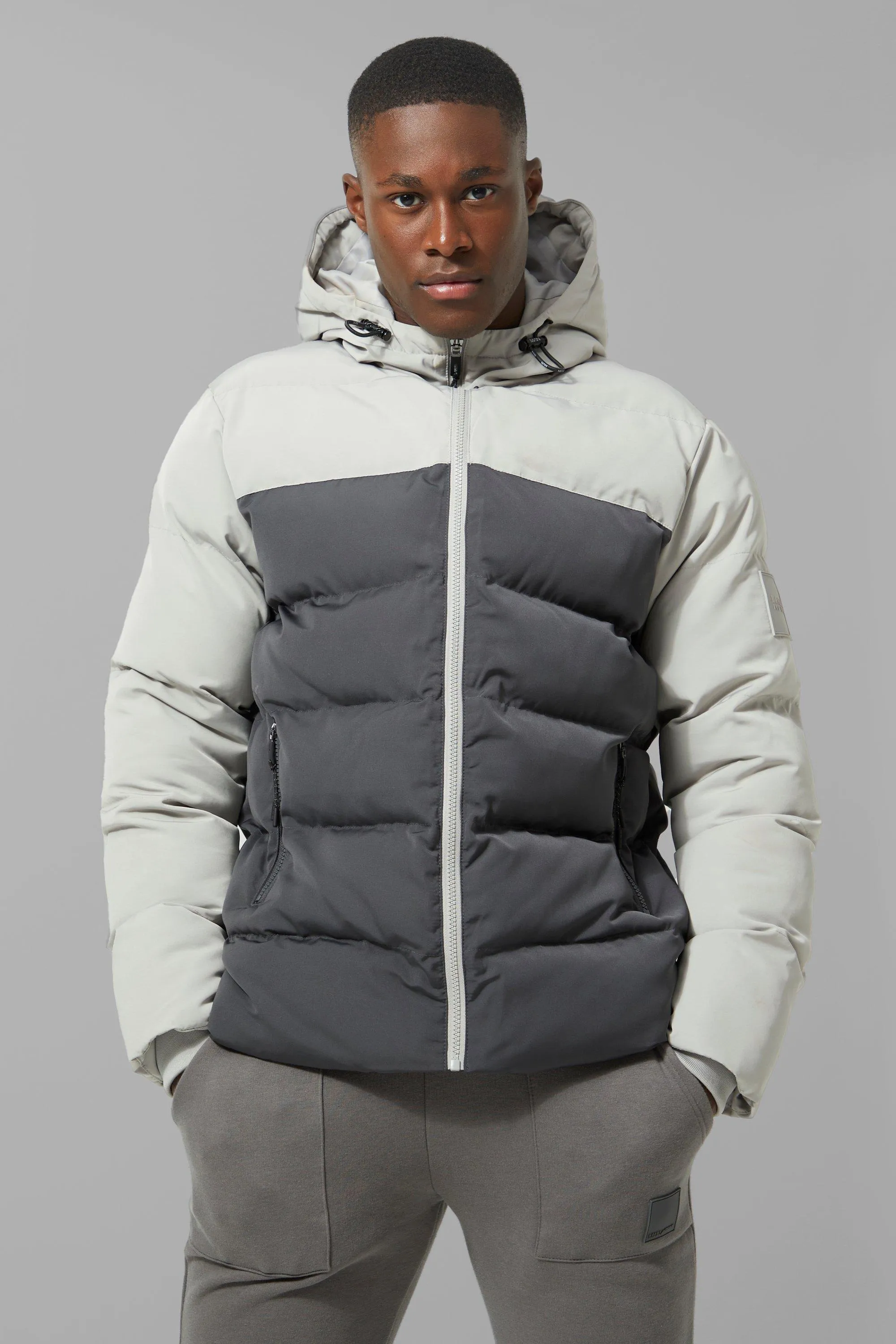 Man Active Colour Block Puffer Jacket