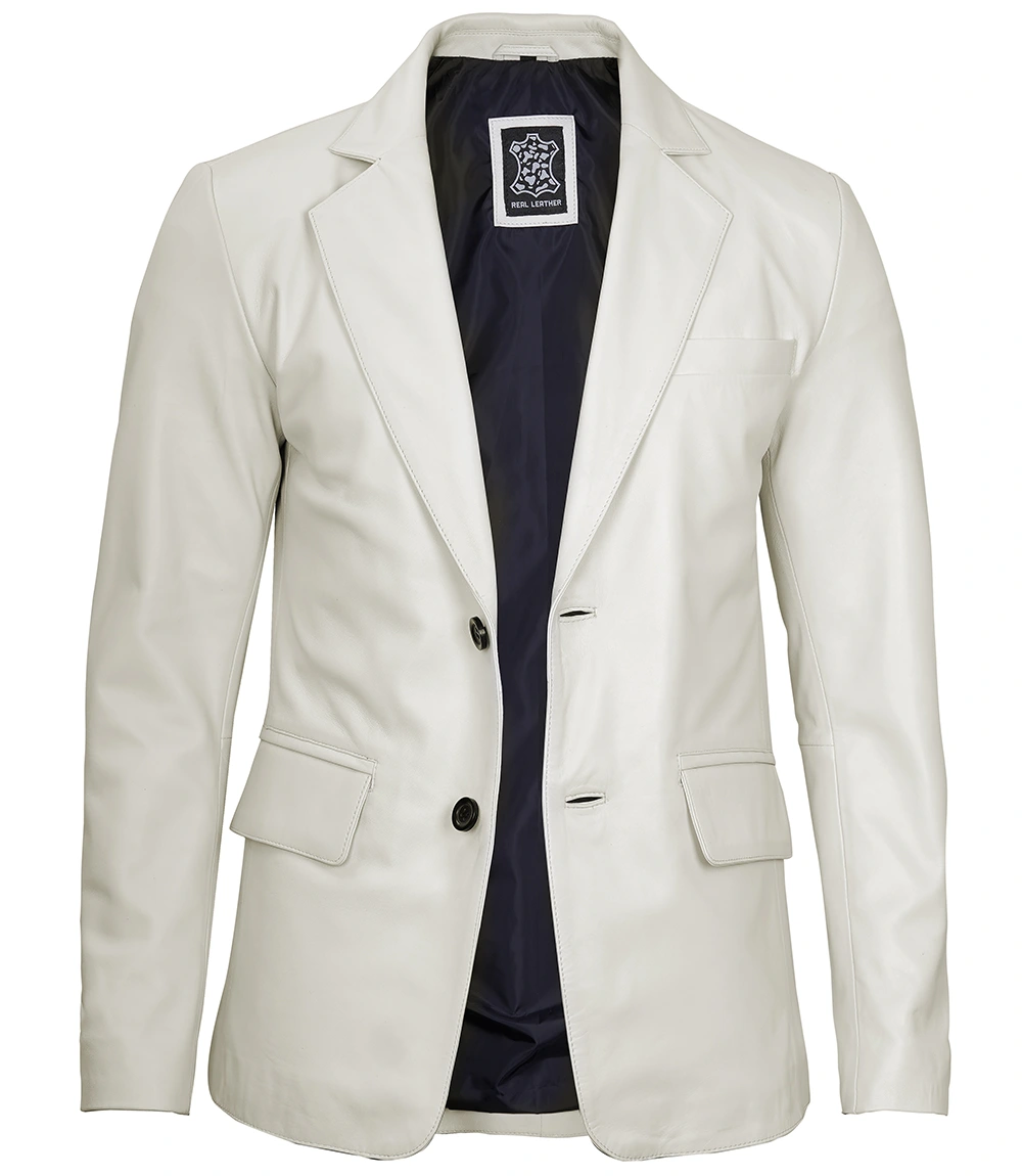 Men's Off White Blazer Real Leather Jacket