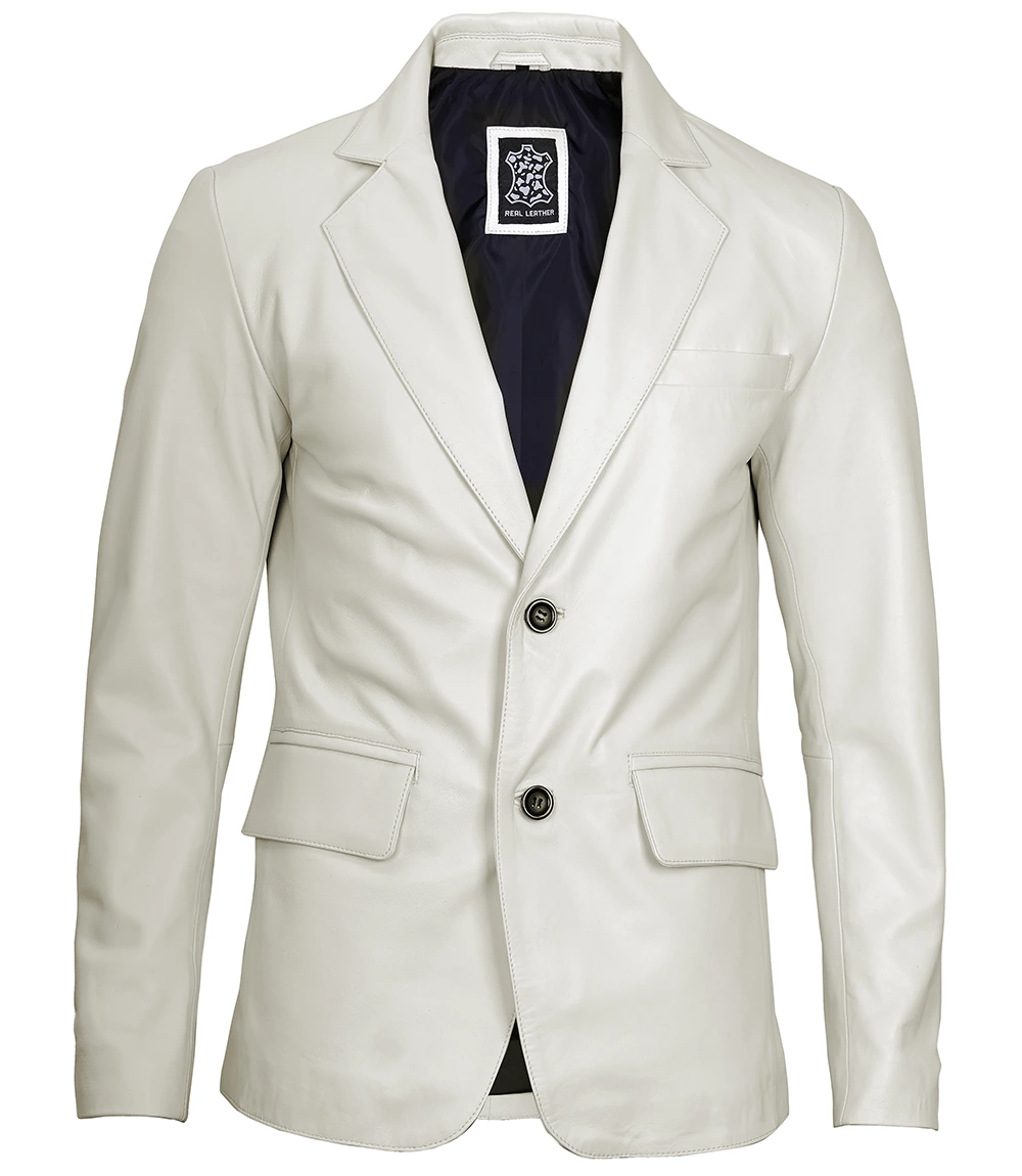 Men's Off White Blazer Real Leather Jacket